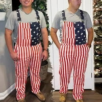 Šalkeelcouple Style American Flag Generals Denim Bib Patriotic Sjedinjene Američke Države Zkupni čep