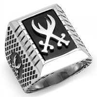 Luxe nakit dizajnira muški prsten od nehrđajućeg čelika sa mlaznim crnim polu dragocjenim kamenom -