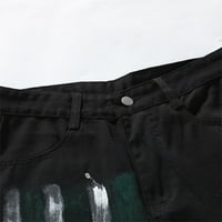 B91XZ MENS Casual Hlače Muške modne Ležerne prilike Crna ravna rupa Zipper Traper Long Hlače hlače hlače