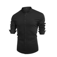 Advoicd muški majice s dugim rukavima za muškarce Muškarci Haljine košulje Slim Fit Stretch Okrug dugačak
