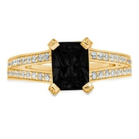 2. CT Sjajni smaragdni rez Clear Simulirani dijamant 18k žuti zlatni pasijans sa accentima prsten sz