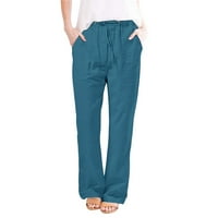 ManXivoo hlače za žene Ženske ležerne prilike pune boje labavi džepovi elastične pojaseve pantalone