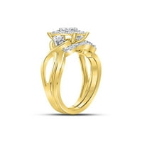 Zlatna zvjezdica 10k bijeli zlatni okrugli dijamantski klaster bridalni vjenčani prsten set CTTW