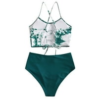 Ženska tie-dye suncokret za ispis bikini set dva kupača za kupaće kostimu zeleno m