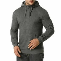 Fatuov muns fleece jakna Solid moda od $ dugih rukava Zip up kapuljače Zimske rupe Dukseri tamno sive