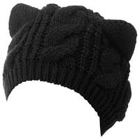 HAPS WOMENS Unizno pletene zimske debele mačke uši plete tople šešire