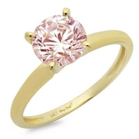CT sjajan okrugli rez simulirani ružičasti dijamant 14k žuti zlatni pasijans prsten sz 10