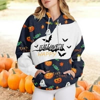 Podplag ženske casual dukseve pulover vrhove crtežnica dugih rukava Halloween Print Dukseri Slaba odjeću