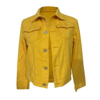 Moderijske ženske jakne od jakne od pune boje dugme za jaknu casual traper odjeća žuta