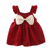 TOSMY Baby Girl Haljina Ljetna haljina Čvrsta boja muta rukav linijska haljina s ukrasom dječjeg haljina
