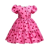 9y Kids Girls Haljina Big Girls Party Haret Bubble rukava Polka Dots Haljina Birthday Poklon 9- godina