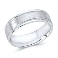 Welingsile 14k bijelo zlato Polirano satensko ravna milgrain Comfort Fit Wedding Band prsten - veličina