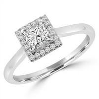 Veličanstvo dijamanti MD180476-8. 0. CTW Princess Diamond Obećajte V-PRONG HALO Angažman prsten u 14k
