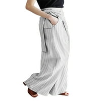 Kapreze Stripe hlače za žene visoke struk labave hlače sa džepovima bijela 5xl