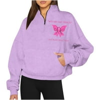 tklpehg Womens Sweatshirt Pullover Pink Ribbon Pattern Casual Fall Going Out Tops Long Sleeve Tee Shirts