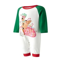 Božićne pidžame za obitelj, pseći vrhovi tiska sa prugastim hlačama