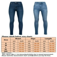 GLONME patentne gamaše za žene Skinny školski traper hlače Stretchy pantalone Deep Blue XL