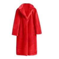 Lovskoo Božićna limena od vune dugim rukavima dugačak kaput topla jakna Fau Body Furry gornji odjećni