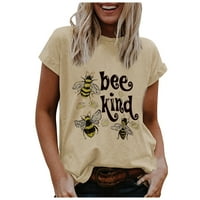 TUPHREGYOW ženska majica Summer kratki rukav okrugli vrat Tunic vrhovi raglan pulover slatko pčelinje
