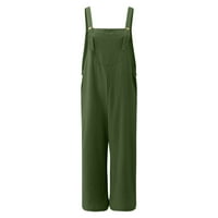 Jumpsuits za ženske modne solidne boje umetci džepova retro dugmeta Žene Ljetne vrhove zelene 3x