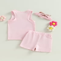 Baby Girl Rođendan Outfits 2Y 3Y 4Y 5Y 6Y 6Y TOP CENTS + THEIL HORTS + Traka za glavu