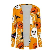 Cardigan za žene Lagani Halloween Otvoreno prednjeg ležerne prilike cvjetni print dugih rukava midi