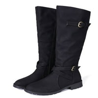 Daeful ženske jahačke čizme kopča široke teleće čizme Udobne zimske cipele crna 6,5