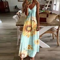 Ženska haljina bez rukava V izrez Labavi ženke Trendy Soft Hawaii Travel Elegantno slobodno vrijeme