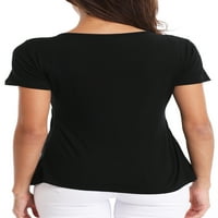 Moly ženski duboki V-izrez Ruched prednji kratki rukav rukav casual tops Tunnic bluza košulja crne xs