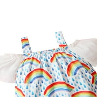 Elfinbe Newborn Baby Girl Rainbow Raindrop Print Suspender kratki rukav Ležerni jednodijelni ROMper,