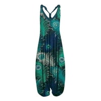 Tawop Žene Casual Boho Print Romper Dugi repute bez rukava bez rukava bez rukava Formalni skokovi žene