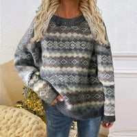 Žene Jesen i zimski okrugli vrat dugih rukava labav pulover Pleteni debeli džemper plus veličina ženskih