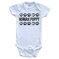 Ljudsko štene smiješno baby bodysuit - pas baby bodysuit za djecu, 0 mjeseci bijele boje