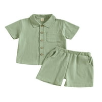 Dječji dječaci Djevojke Pamučna posteljina odjeća Set Ljetni casual majica za zatvaranje kratkih rukava