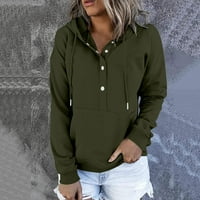 DroolingDog ženske dukseve gumb za crtanje lagan sezonski trend povremeni sa džepom zelene pulover dukserice