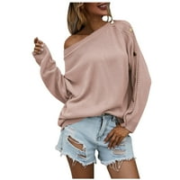 Dugači za žene okrugla vrat dugačka puna boja plus veličina casual jedno pleteni džemper