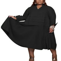 Capreze labava casual haljina za žene prevelike rukavice s dugim rukavima crna xxl