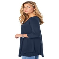 Roaman's Women's Plus veličine Shirred prekrivač ultra femme top