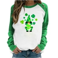 Žene ul Patrick Dan majica Labavi dugi rukav Shamrock Graphic Duksera Ležerne prilike Lucky Irish Clover