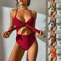 Ženske novih europskih kostirnih čvrstih boja čipke za čipke visokog struka kupaćim kostima