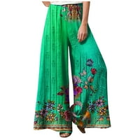 Umitay ženske ljetne ispisane elastične pantalone sa širokim nogama modne labave ležerne duge hlače