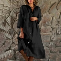 Ženske haljine s kratkim rukavima Maxi Maxi ljetna okrugla Dress Dress Crna 2xl