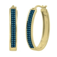 DazzlingRock kolekcija okrugla plavi dijamant dvije linije Ovih oblikovanih naušnica za žene u 18k žuto