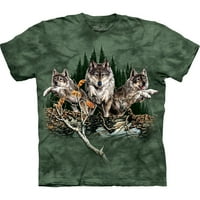 Zeleni pamuk pronađite vukove realne grafičke majice