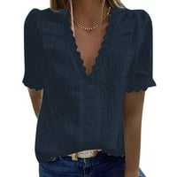 Ljetni vrhovi za žene ljetne casual košulje od čvrste bluze crne boje