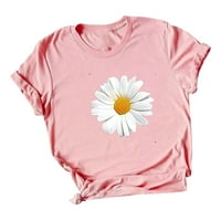 Ženski vrhovi zazor pod $ plus veličine Žene kratkih rukava cvjetni ispisani suncokret O-izrez The Majica