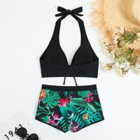 Idoravan bikinis za žensko čišćenje, plus veličine Žene Modni cvjetni print Halter Split kupaći kostim