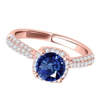 Aonejewelry 1. ct. Halo Beautiful Design Sapphire i Diamond zaručni prsten u 14K čvrstih ruža zlata