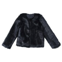 Zimski kaputi za žene obrezane, modne umjetno krznene zip usepne jakne casual rever ovratnik toplo fleece