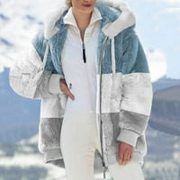 Modna ženska jakna Warm Fau kaput Zimski patentni patentni pauze s dugim rukavima Tietoc